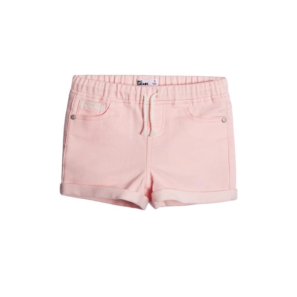 商品Epic Threads|Toddler Girls Roll Cuff Knit Denim Shorts, Created For Macy's,价格¥97,第1张图片