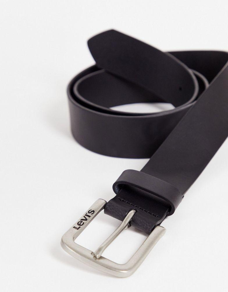 Levi's seine leather belt in black with logo商品第2张图片规格展示
