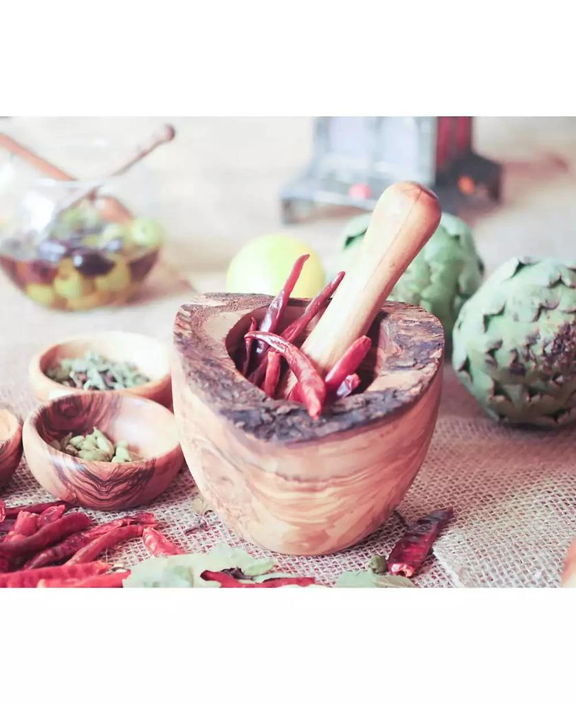 商品BeldiNest|Olive Wood Rustic Edge Pestle and Mortar,价格¥157,第3张图片详细描述