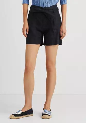商品Ralph Lauren|Belted Linen Shorts,价格¥293,第1张图片
