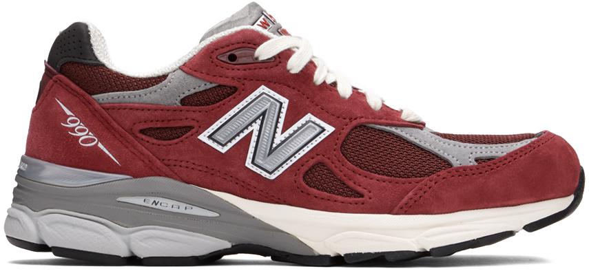 New Balance]Red Made In USA 990v3 Sneakers 纺织面料, 橡胶, 麂皮