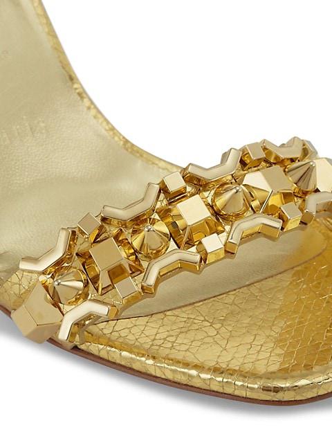 Asteroispikes 85 Metallic Leather Ankle-Strap Sandals商品第6张图片规格展示
