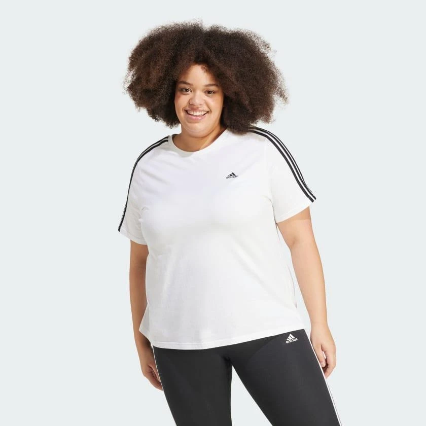 商品Adidas|Women's adidas Essentials Slim 3-Stripes Tee (Plus Size),价格¥65,第2张图片详细描述