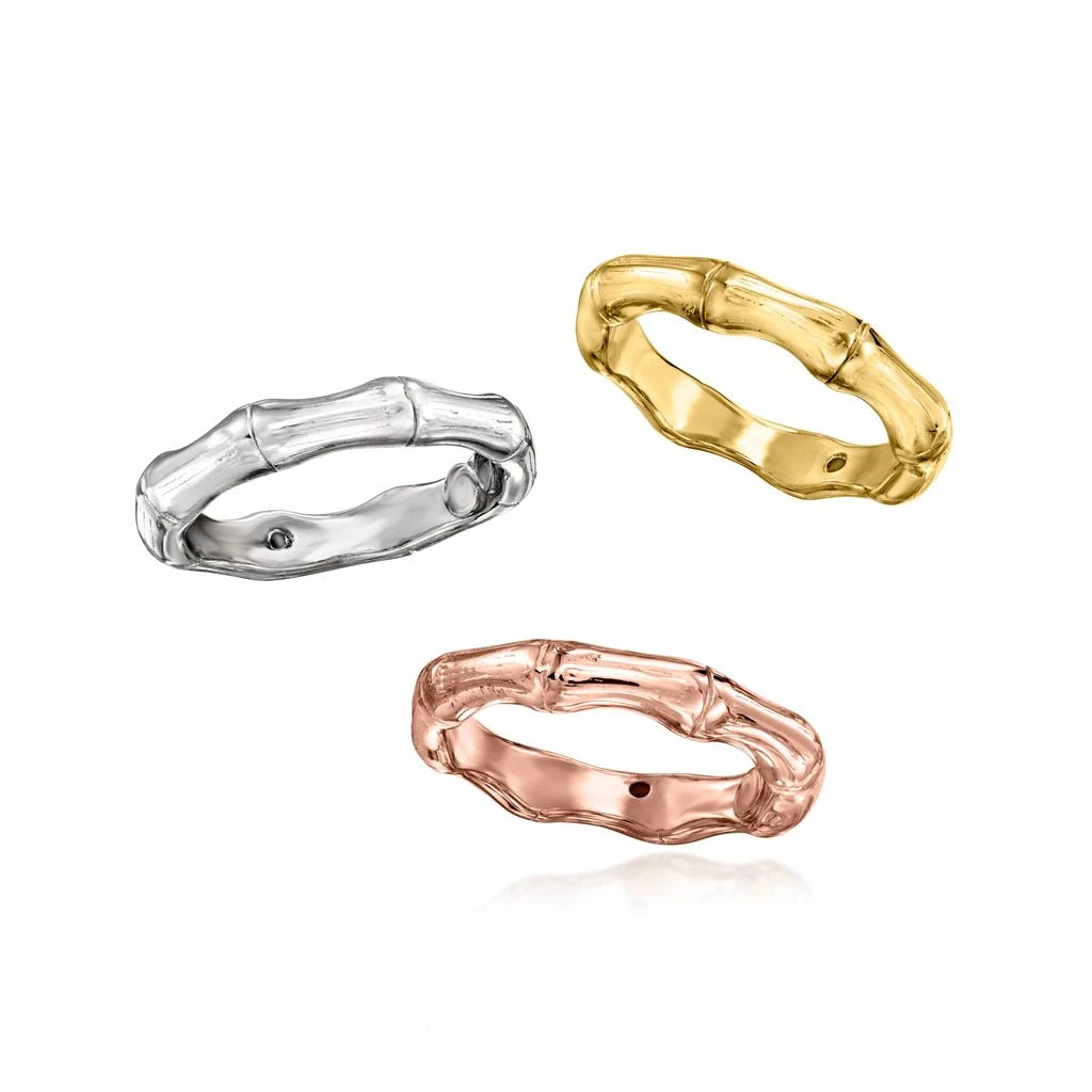 商品Ross-Simons|Ross-Simons Italian Tri-Colored Sterling Silver Jewelry Set: 3 Bamboo-Style Rings,价格¥936,第4张图片详细描述