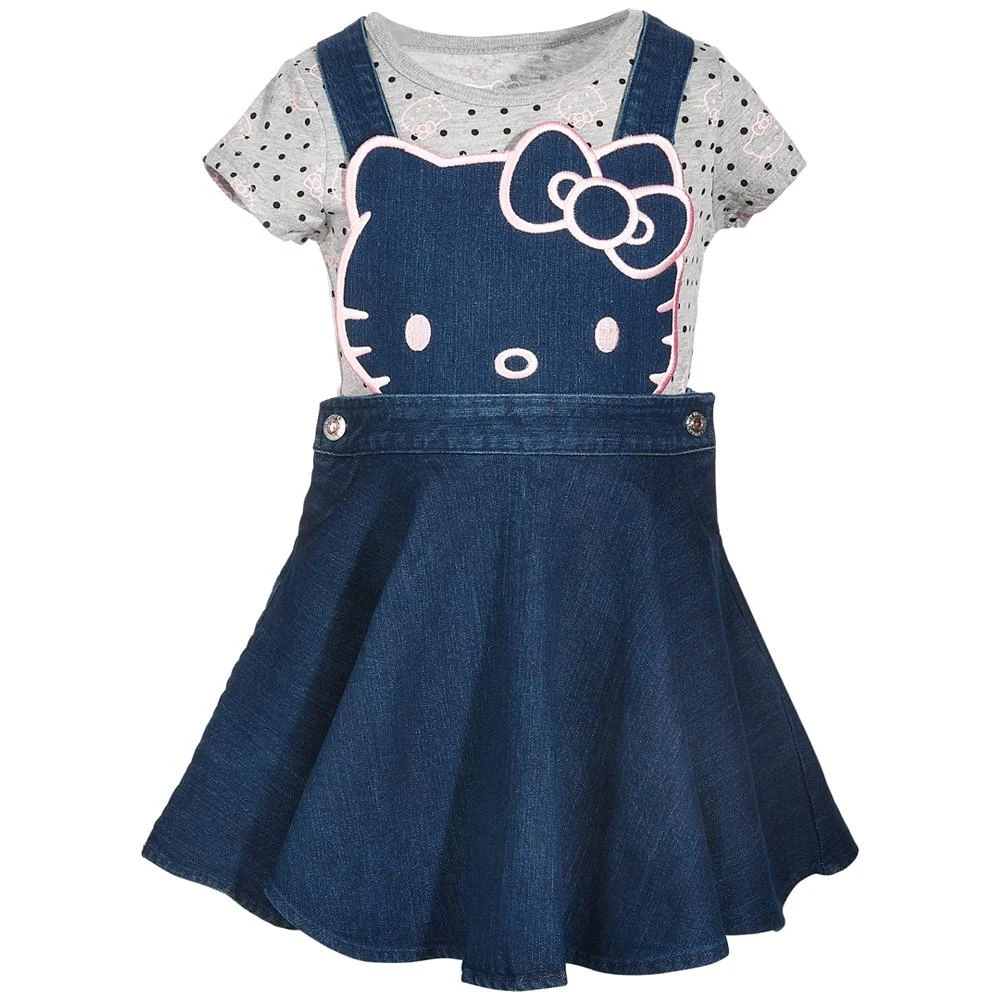 商品Hello Kitty|小女童牛仔连衣裙+T恤两件套,价格¥162,第1张图片