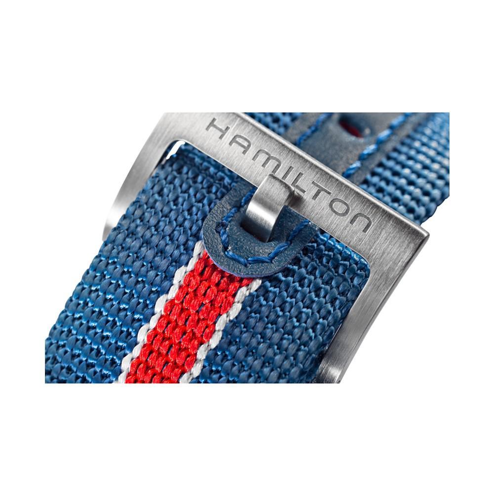 商品Hamilton|Men's Swiss Automatic Pan Europ Interchangeable Fabric and Leather Strap Watch Set 42mm H35405741,价格¥8813,第6张图片详细描述