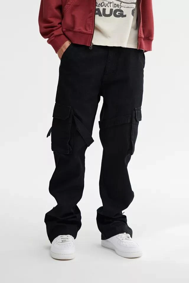 商品BDG|BDG Slim Flared Cargo Jean – Waxed Coated Black,价格¥739,第1张图片