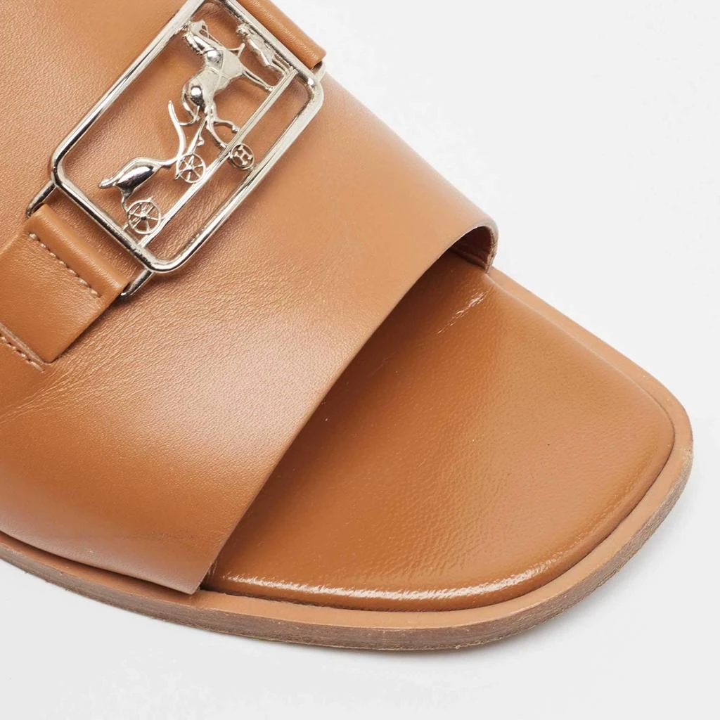 Hermes Brown Leather Villa Flat Slides Size 37 商品