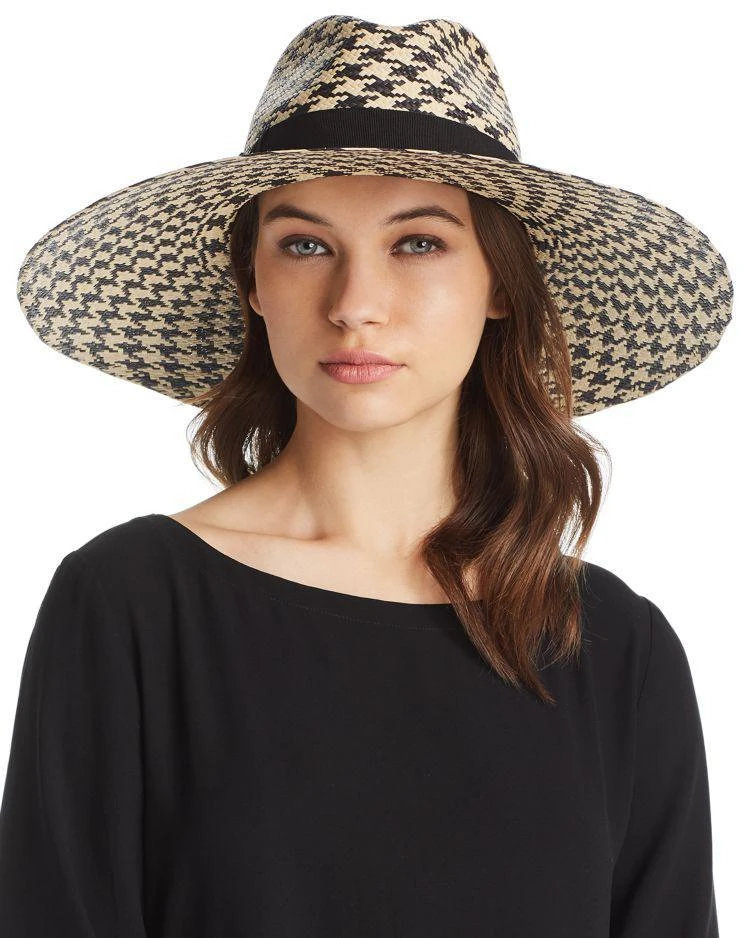 商品Marzi|Houndstooth Wide Brim Panama 草帽,价格¥554,第1张图片