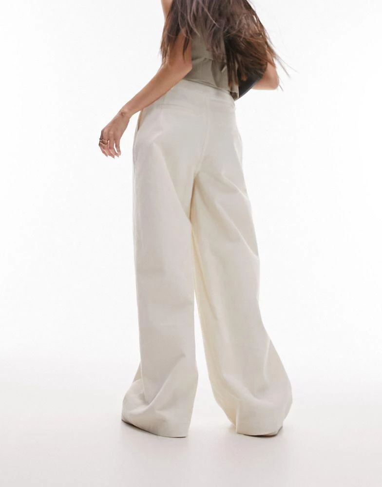 商品Topshop|Topshop cord tailored wide leg trouser in ecru,价格¥247,第3张图片详细描述