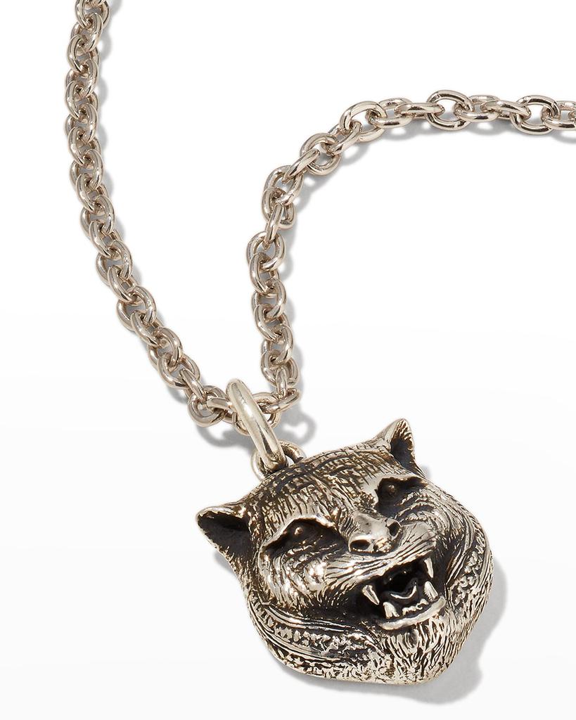 Feline Head Sterling Silver Necklace商品第4张图片规格展示