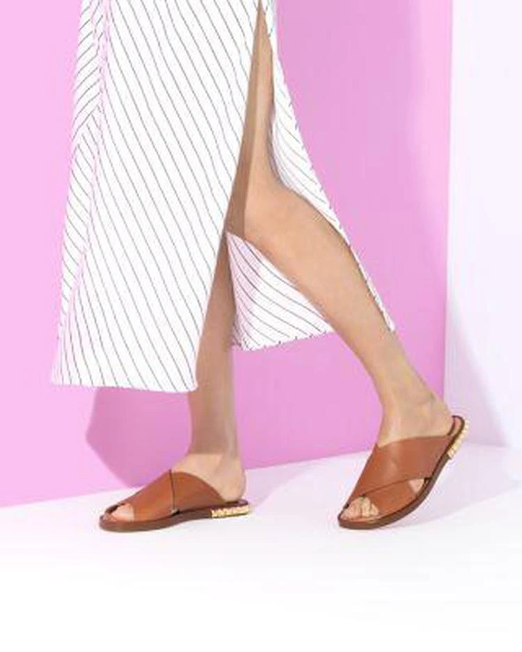 商品Stuart Weitzman|Women's Rockrose Leather Studded Slide Sandals ,价格¥1685,第3张图片详细描述
