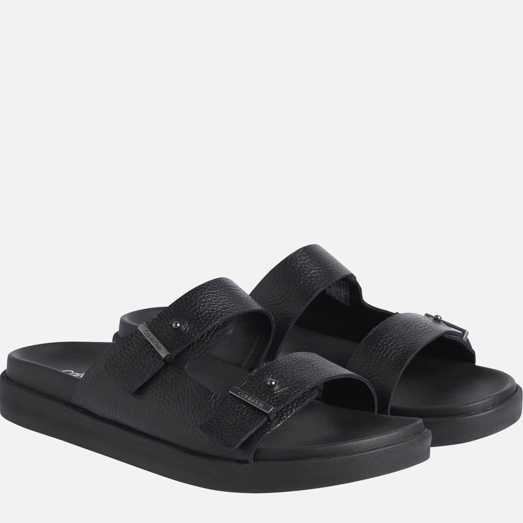 Calvin Klein Men's Leather Double Strap Sandals - CK Black商品第2张图片规格展示