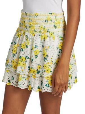 商品Alice + Olivia|Bethie Smocked Tiered Ruffle Miniskirt,价格¥930,第3张图片详细描述