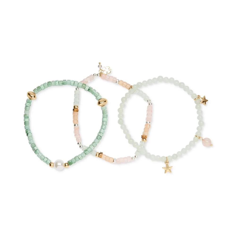 商品Lucky Brand|Two-Tone 3-Pc. Set Star Charm Gemstone Beaded Stretch Bracelets,价格¥235,第2张图片详细描述