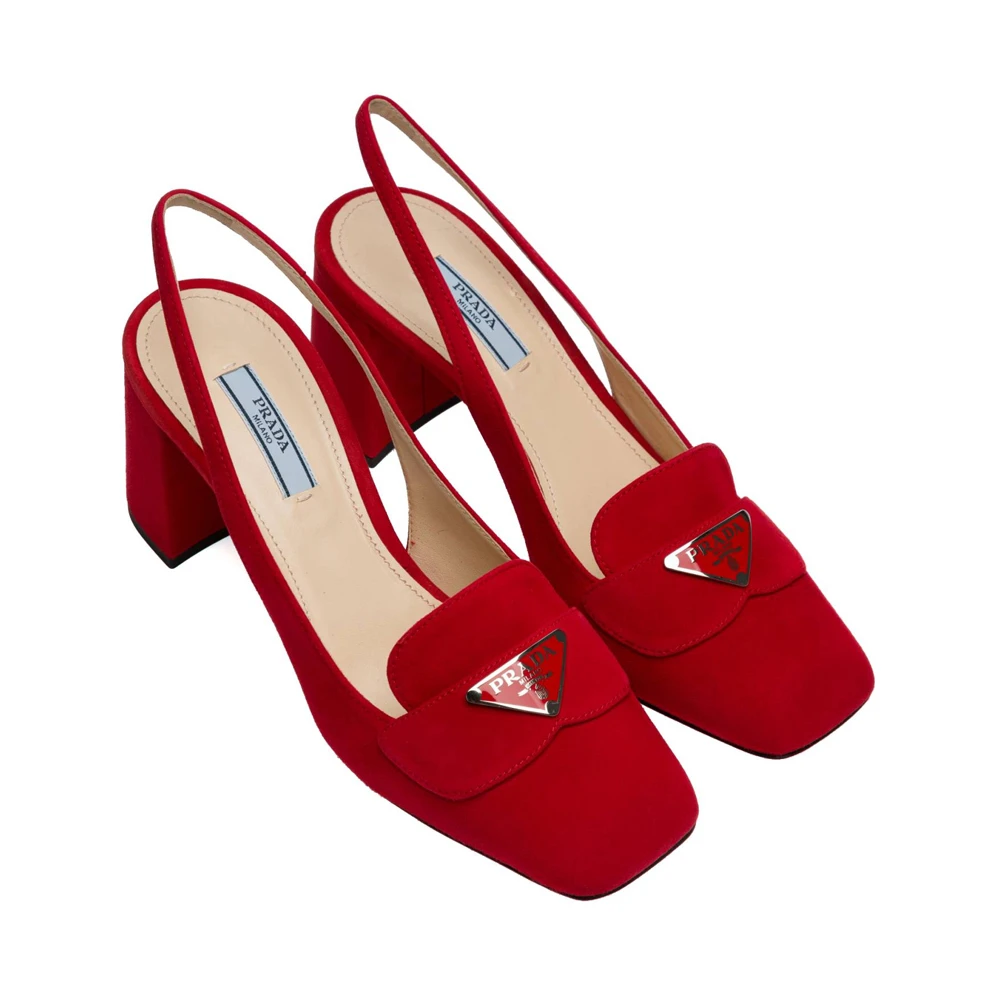 PRADA 女士红色麂皮高跟鞋 1D016M-008-F0011 商品