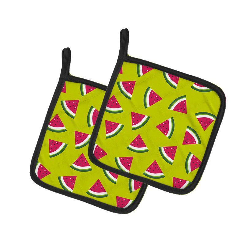 商品Caroline's Treasures|Watermelon on Lime Green Pair of Pot Holders,价格¥170,第1张图片