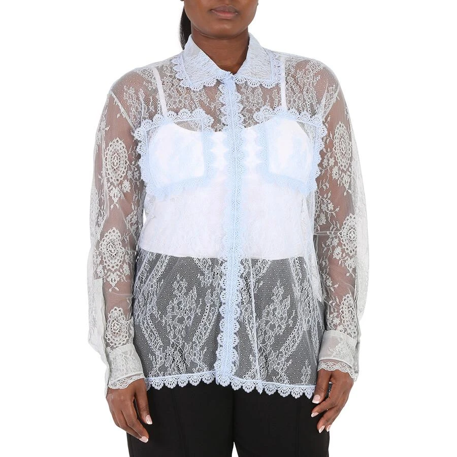 商品Burberry|Ladies Pale Blue Long-sleeve Lace Shirt,价格¥1960,第1张图片