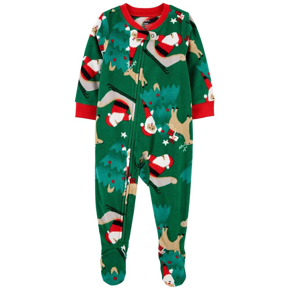 商品Carter's|Baby Boys or Baby Girls Santa Fleece Footie Pajama, 1 Piece Set,价格¥49,第1张图片