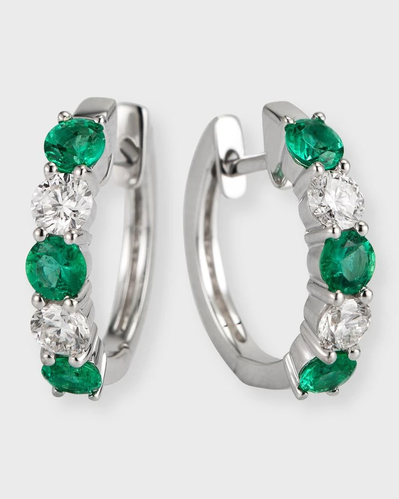 商品David Kord|18K White Gold Earrings with 3.3mm Alternating Diamonds and Emeralds,价格¥22775,第1张图片