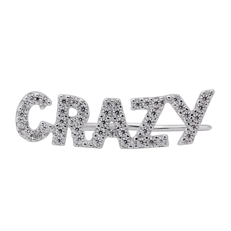 商品[国内直发] apm Monaco|APM Monaco字母耳钉“CRAZY”单只女 纯银小众设计感轻奢2021新款夏季搭配AE10958OX,价格¥327,第1张图片