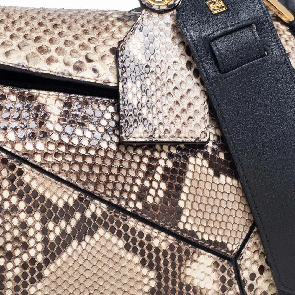 商品[二手商品] Loewe|Loewe Black/Beige Python and Leather Small Puzzle Shoulder Bag,价格¥15294,第5张图片详细描述