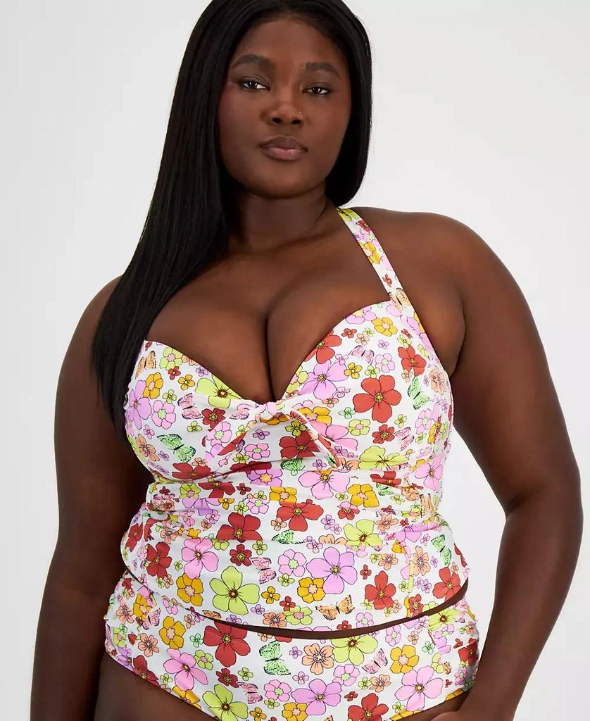 商品California Waves|Salt + Cove Trendy Plus Size Floral-Print Molded-Cup Tankini Top, Created for Macy's,价格¥89,第1张图片