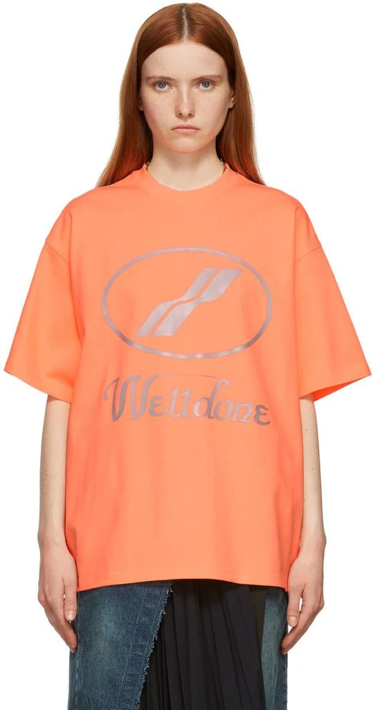 商品We11done|Orange Reflective Logo T-Shirt,价格¥972,第1张图片