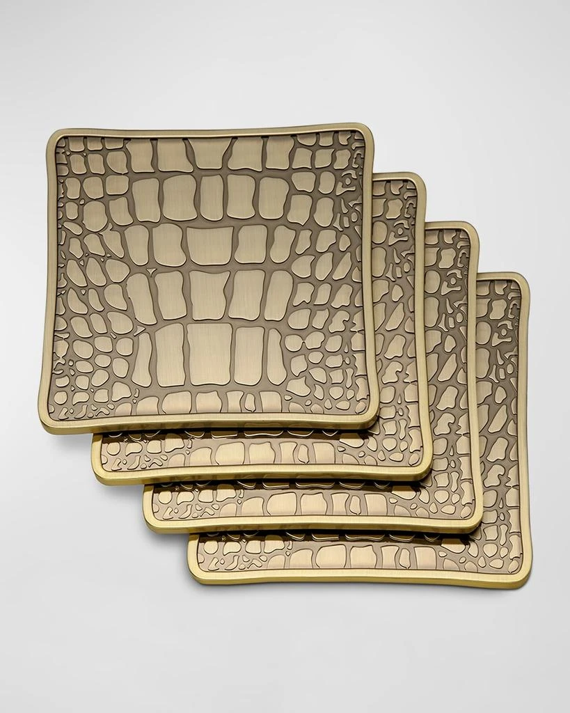 商品L'Objet|Crocodile Antiqued Brass Coasters, Set of 4,价格¥1517,第2张图片详细描述