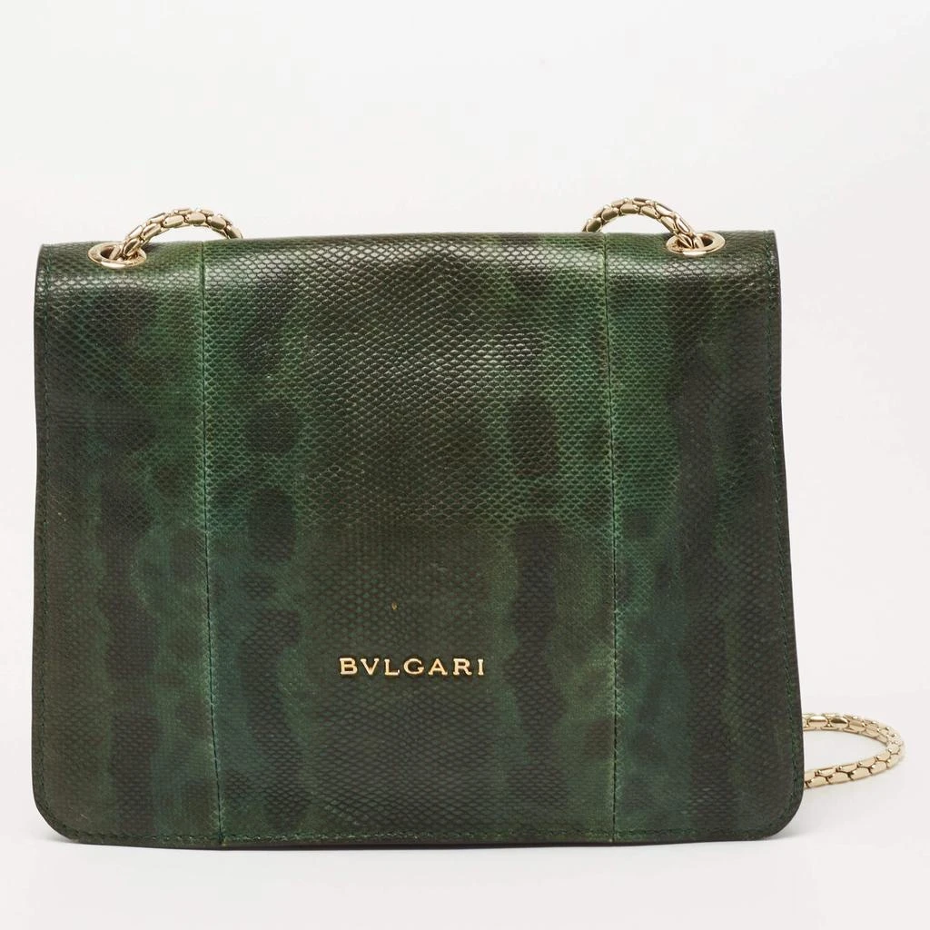 商品[二手商品] BVLGARI|Bvlgari Green/Black Karung Serpenti Forever Shoulder Bag,价格¥9845,第4张图片详细描述