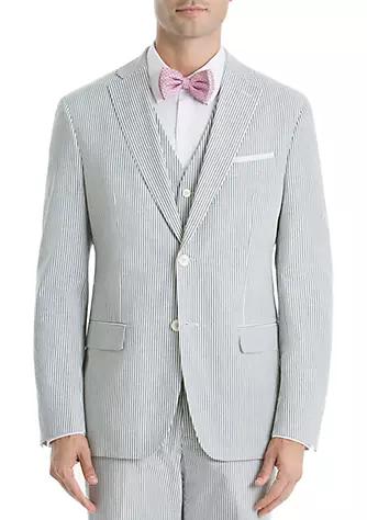 Blue Stripe Cotton Suit Separate Coat商品第1张图片规格展示