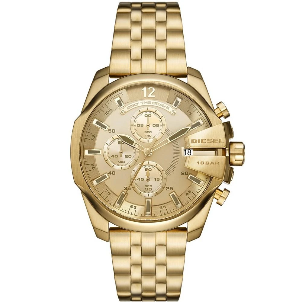 商品Diesel|Men's Baby Chief Chronograph Gold-Tone Stainless Steel Bracelet Watch 43mm,价格¥2010,第1张图片