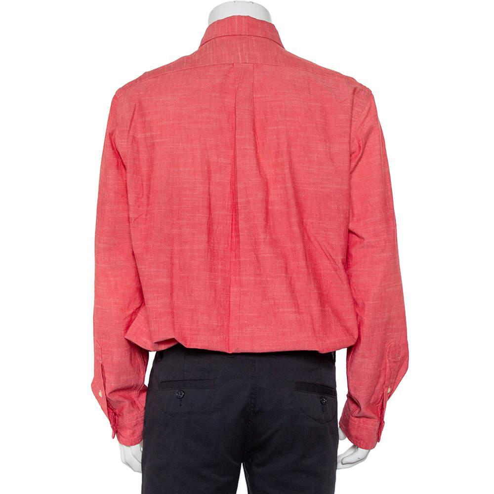 商品[二手商品] Ralph Lauren|Ralph Lauren Pink Cotton Logo Embroidered Button Front Shirt XL,价格¥912,第5张图片详细描述