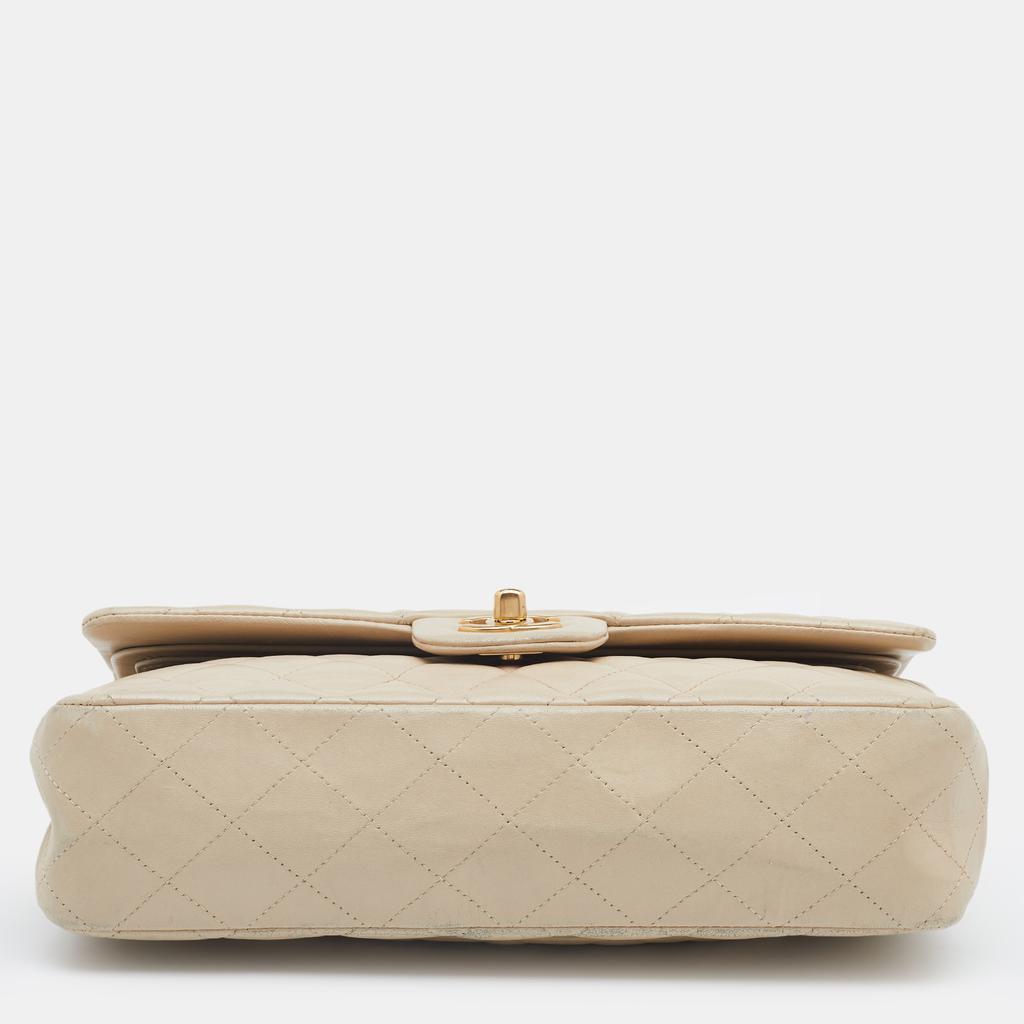 Chanel Cream Quilted Leather Medium Classic Double Flap Bag商品第6张图片规格展示