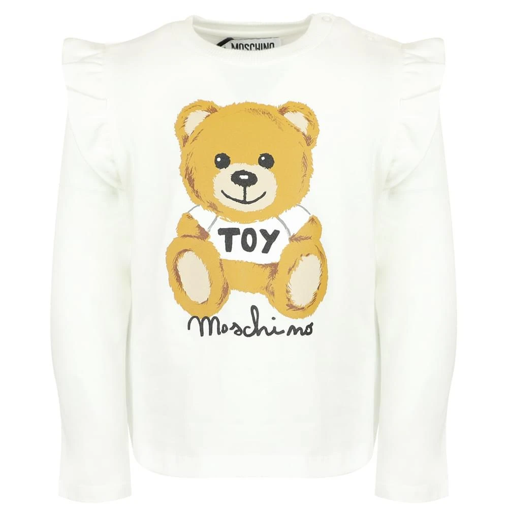 商品Moschino|Ivory Long Sleeve Ruffle Baby T Shirt,价格¥238,第1张图片