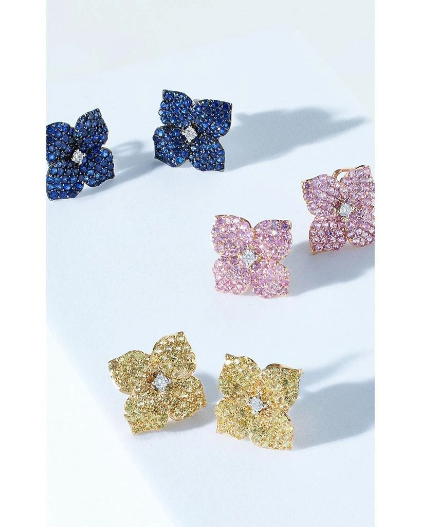 18K White Gold Fiore Blue Sapphire & Diamond Pavé Flower Large Stud Earrings 商品