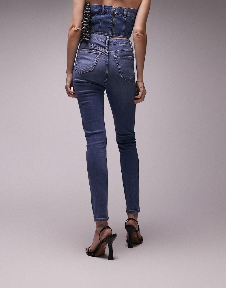 商品Topshop|Topshop Jamie jeans in mid blue,价格¥374,第4张图片详细描述