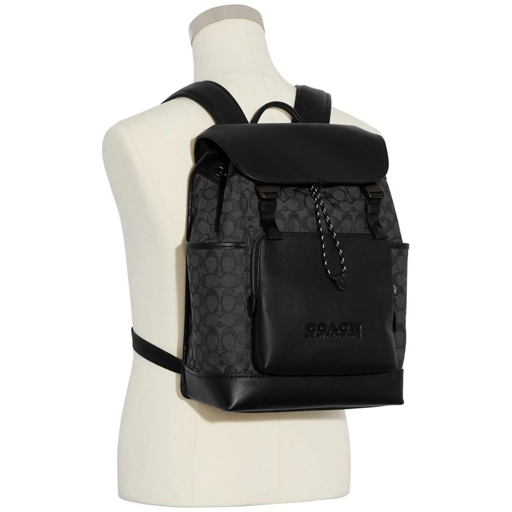 商品Coach|Signature Jacquard League Flap Backpack,价格¥4414,第5张图片详细描述