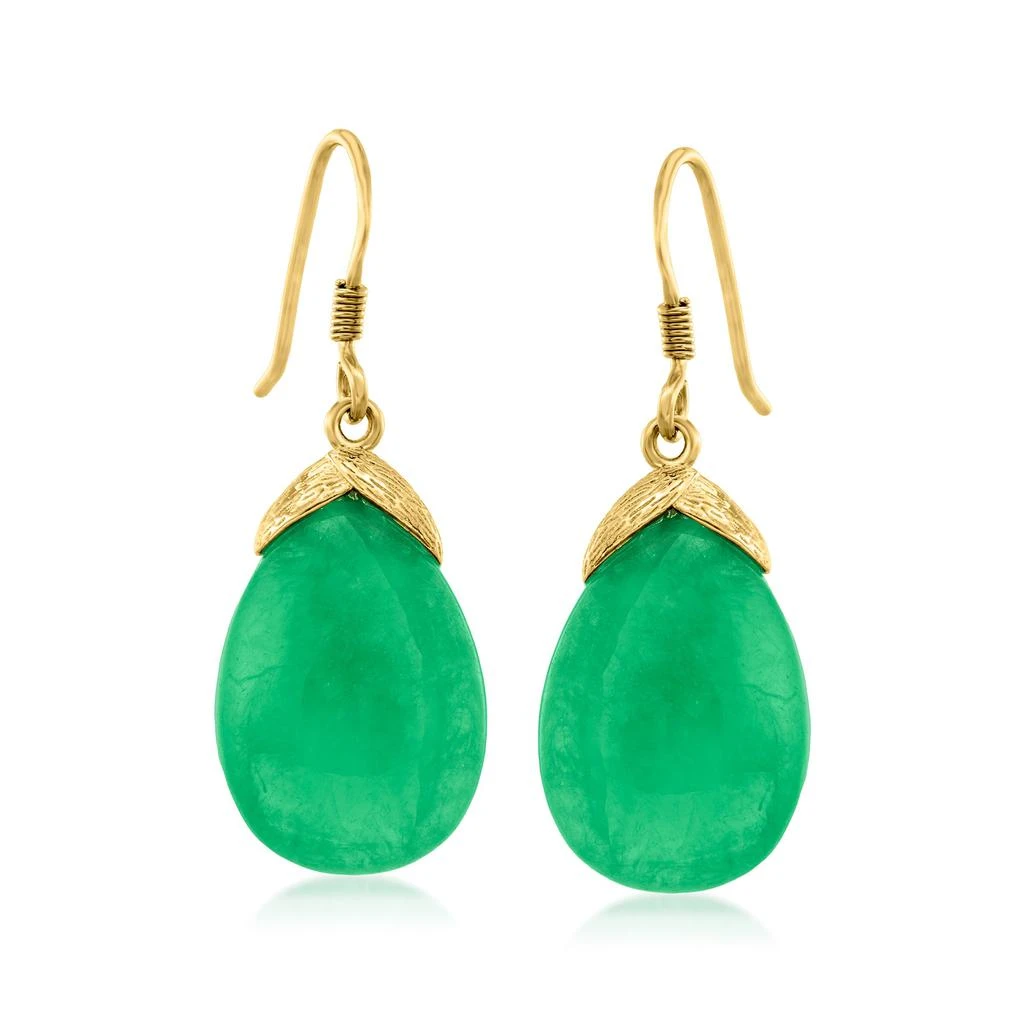 商品Ross-Simons|Jade Drop Earrings in 18kt Gold Over Sterling,价格¥940,第1张图片