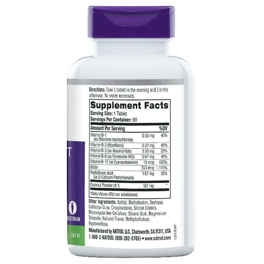 商品Natrol|B-Complex Fast Dissolve Tablets Coconut,价格¥60,第2张图片详细描述