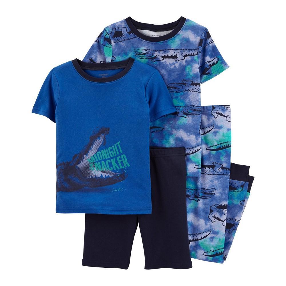 商品Carter's|Little Boys 4-Piece Snug Fit T-shirt, Shorts and Pajama Set,价格¥129,第1张图片
