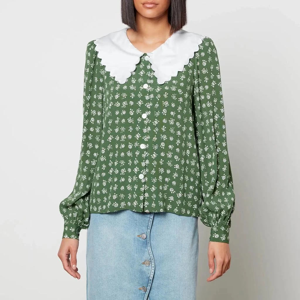 商品Kitri|Kitri Women's Loretta Green Floral Top,价格¥327,第1张图片