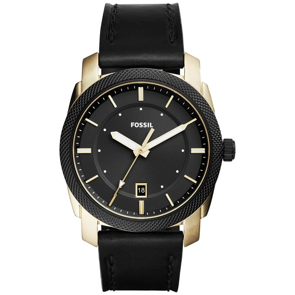 商品Fossil|Men's Machine Black Leather Strap Watch 42mm FS5263,价格¥606,第1张图片