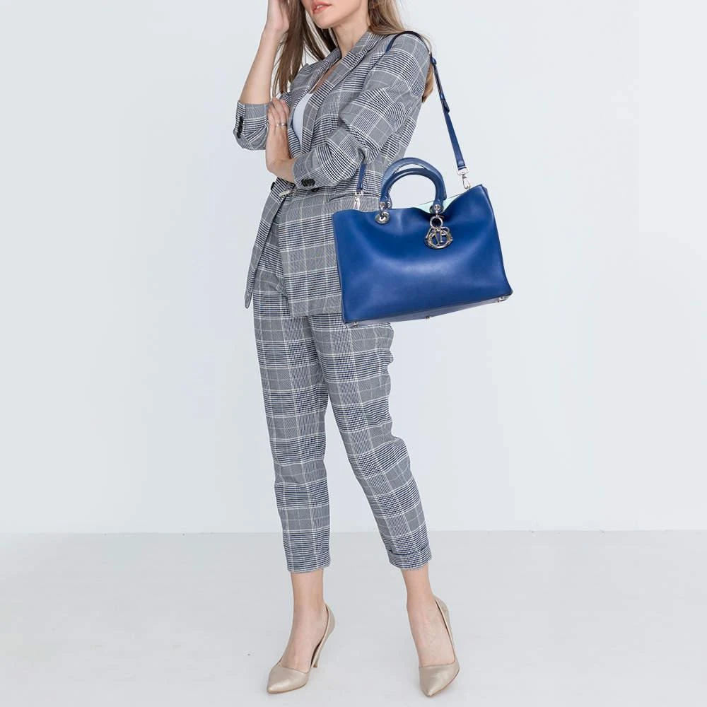商品[二手商品] Dior|Dior Blue Leather Large Diorissimo Shopper Tote,价格¥4605,第2张图片详细描述