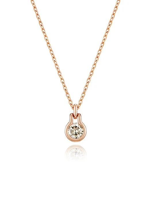 商品hyeres-lor|Happiness 14K Rose 0.1ct Diamond Necklace,价格¥2453,第1张图片