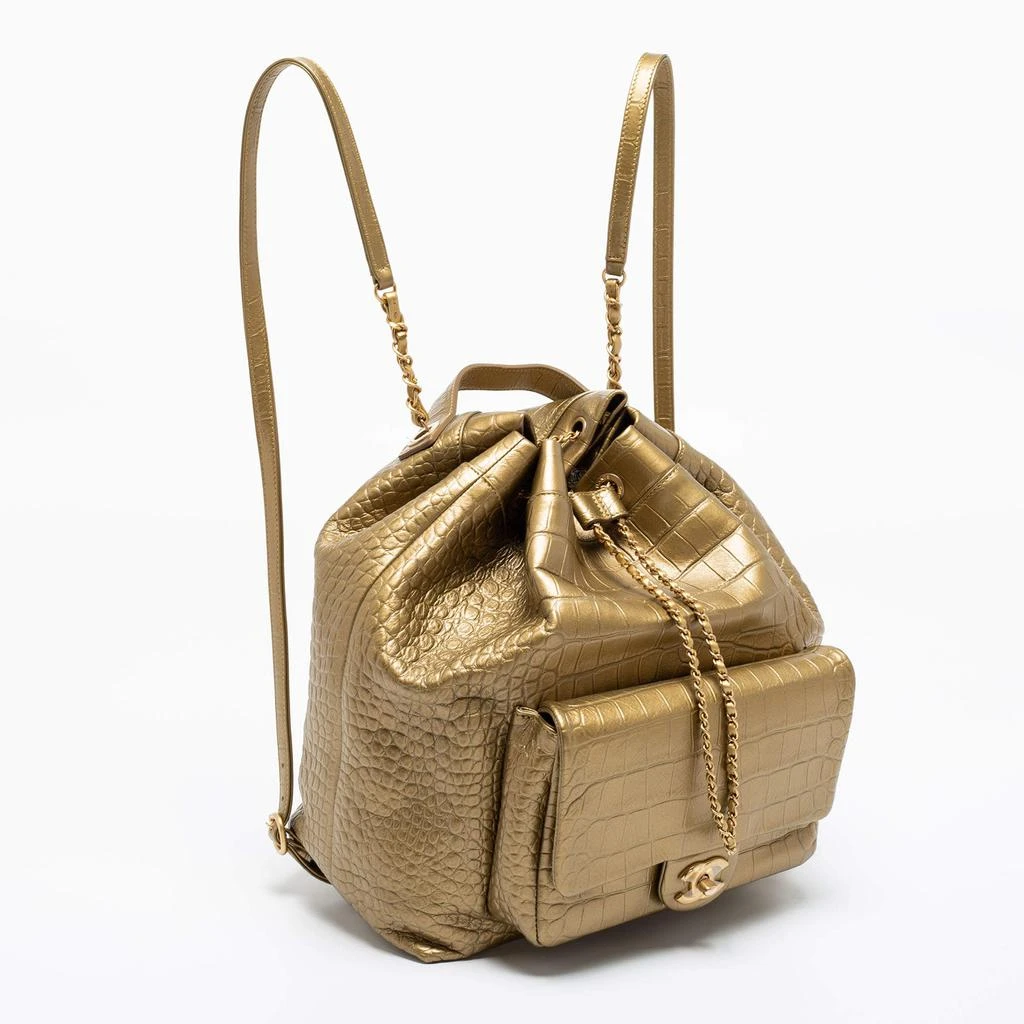 商品[二手商品] Chanel|Chanel Gold Croc Embossed Leather Drawstring Backpack,价格¥28000,第3张图片详细描述