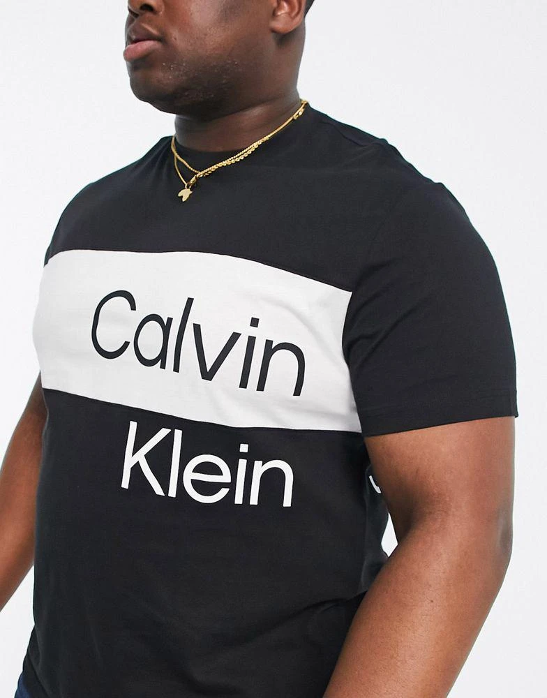 商品Calvin Klein|Calvin Klein Jeans Big & Tall institutional blocking t-shirt in black,价格¥330,第3张图片详细描述