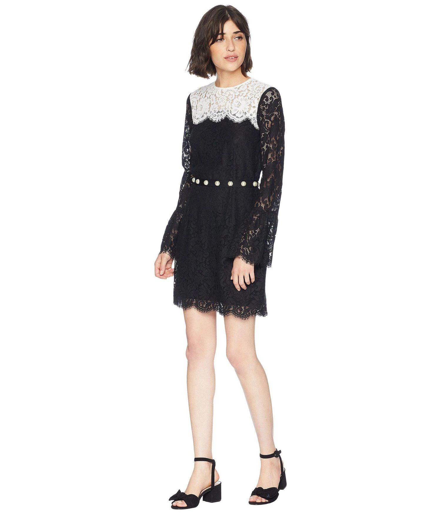 商品Juicy Couture|Color Block Lace Bell Sleeve Dress,价格¥834,第1张图片