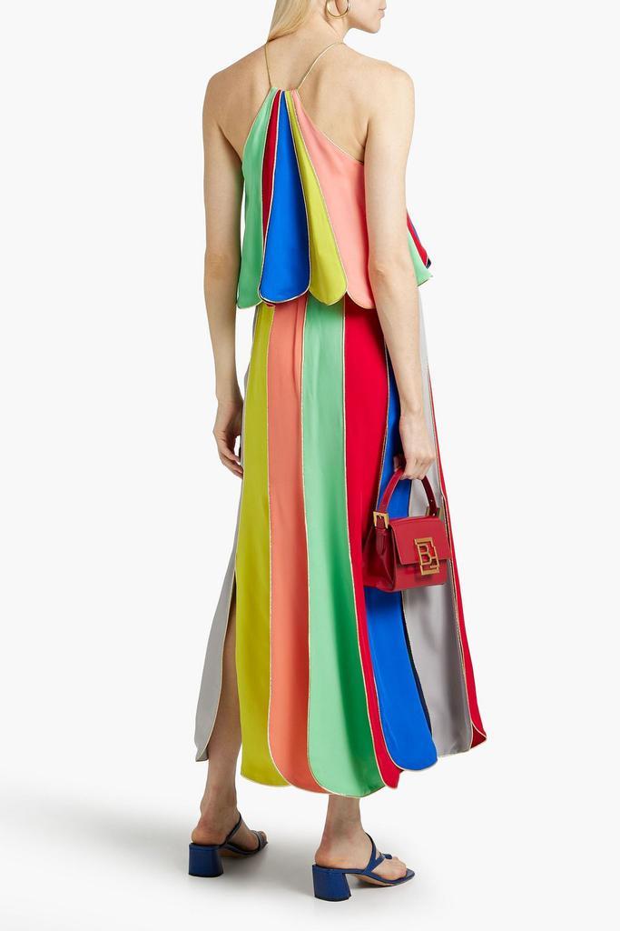 商品Rosie Assoulin|Carwash metallic-trimmed striped silk-crepe maxi skirt,价格¥4674,第5张图片详细描述