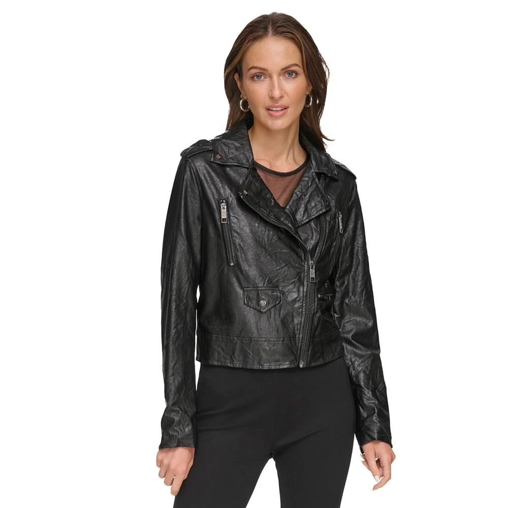 商品DKNY|Women's Asymmetric Faux-Leather Moto Jacket,价格¥446,第5张图片详细描述